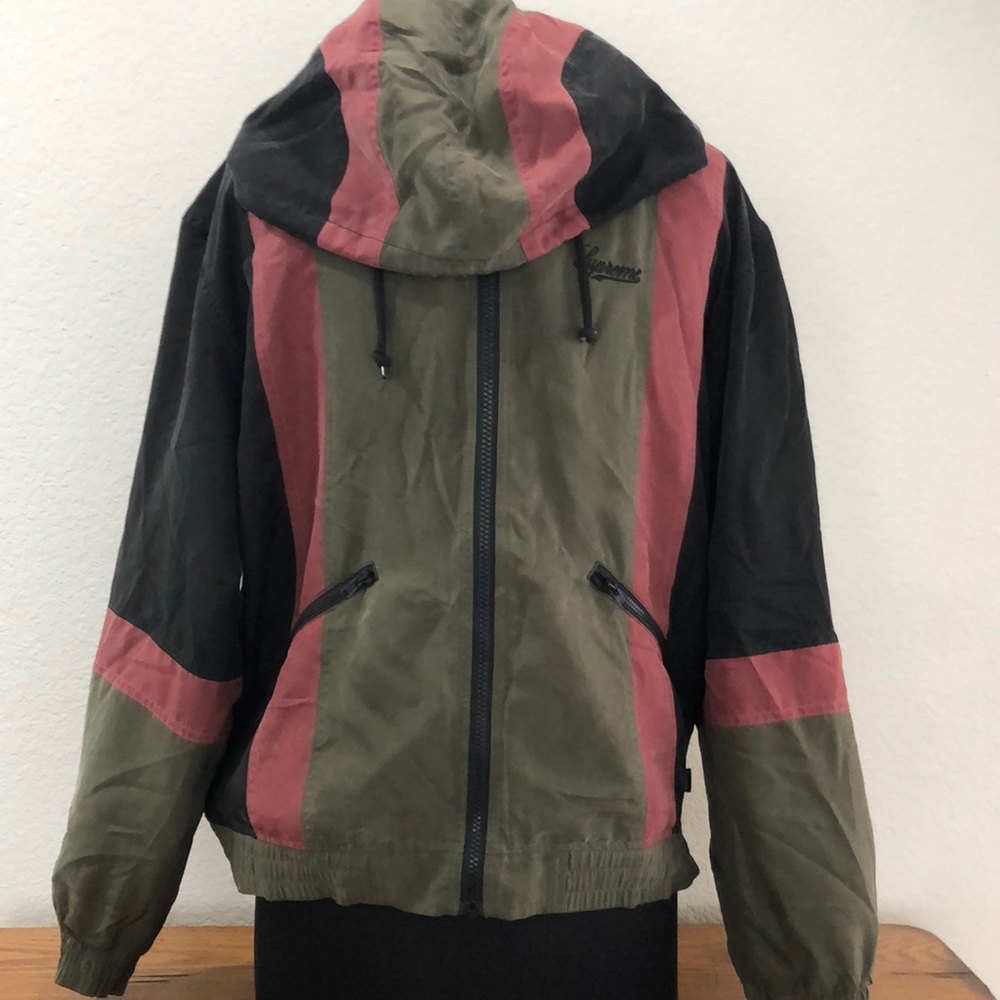 SUPREME multicolor silk/polyester hooded jacket.
